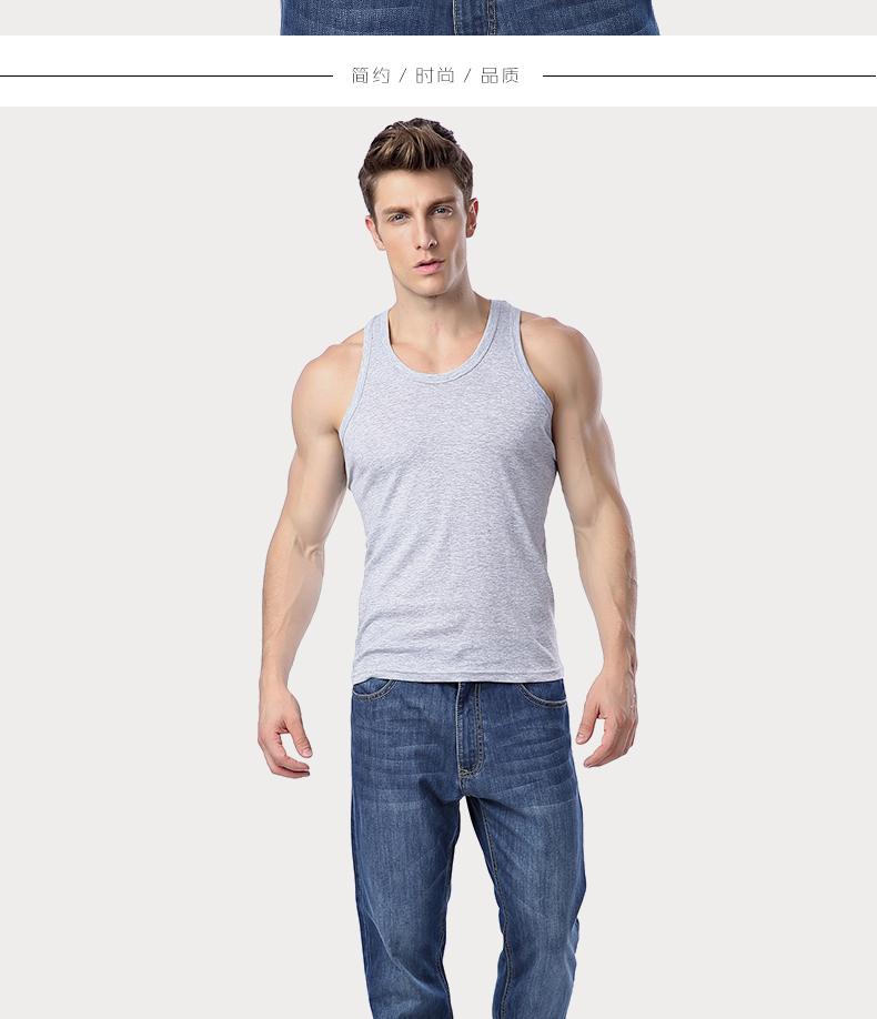 Langsha vest nam cotton Kiểu dáng vừa vặn từ thoáng khí nam thể thao lỏng lẻo cản trở giới trẻ cơ sở cotton trắng áo khoác vest nam hàn quốc