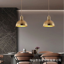 Nordic modern simple restaurant single-head chandelier Creative aisle bar net red entrance Bedside Wrought iron plated copper lamps