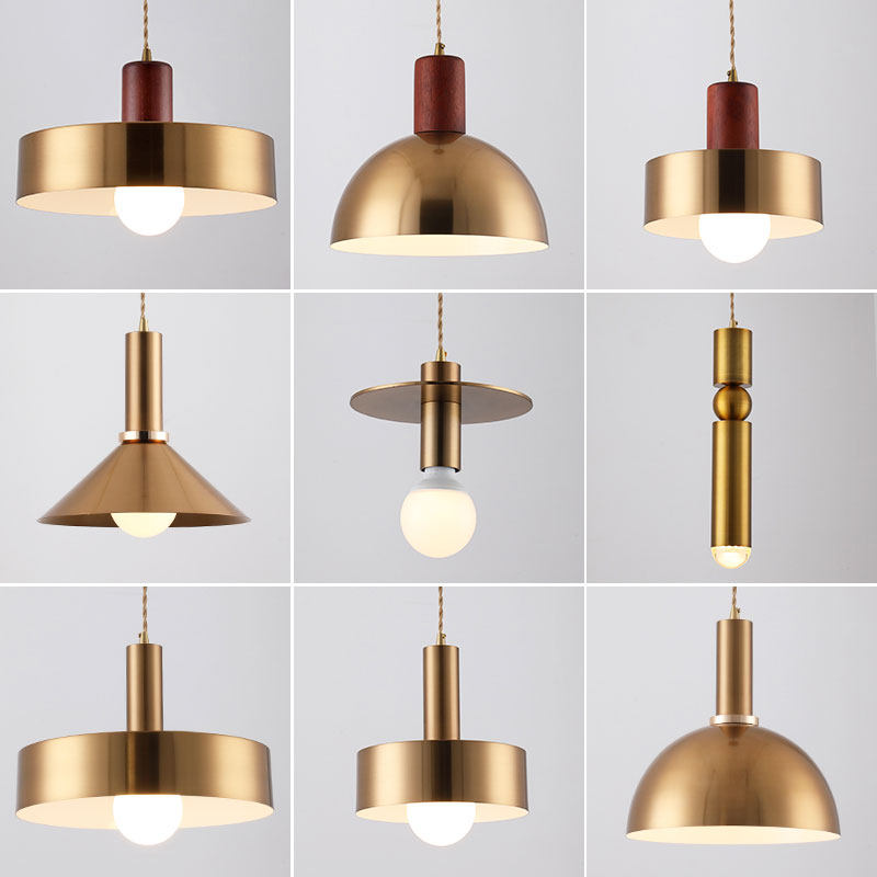 Nordic modern minimalist golden single head chandelier Creative Bedside Restaurant Hotel Café Bar Bar Counter Chandelier-Taobao