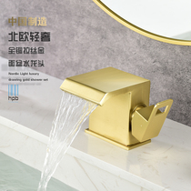 Hanpai basin faucet Black all copper hot and cold waterfall bathroom Light luxury table wash basin faucet
