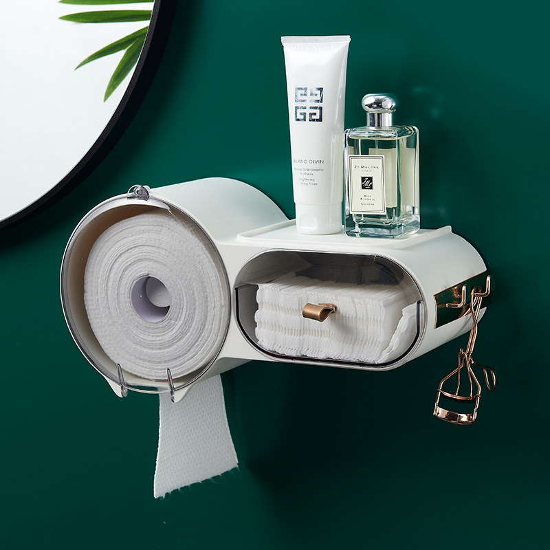 Disposable face towel shelf toilet free punching creative cute wall hanging cleanser storage box hanging rack