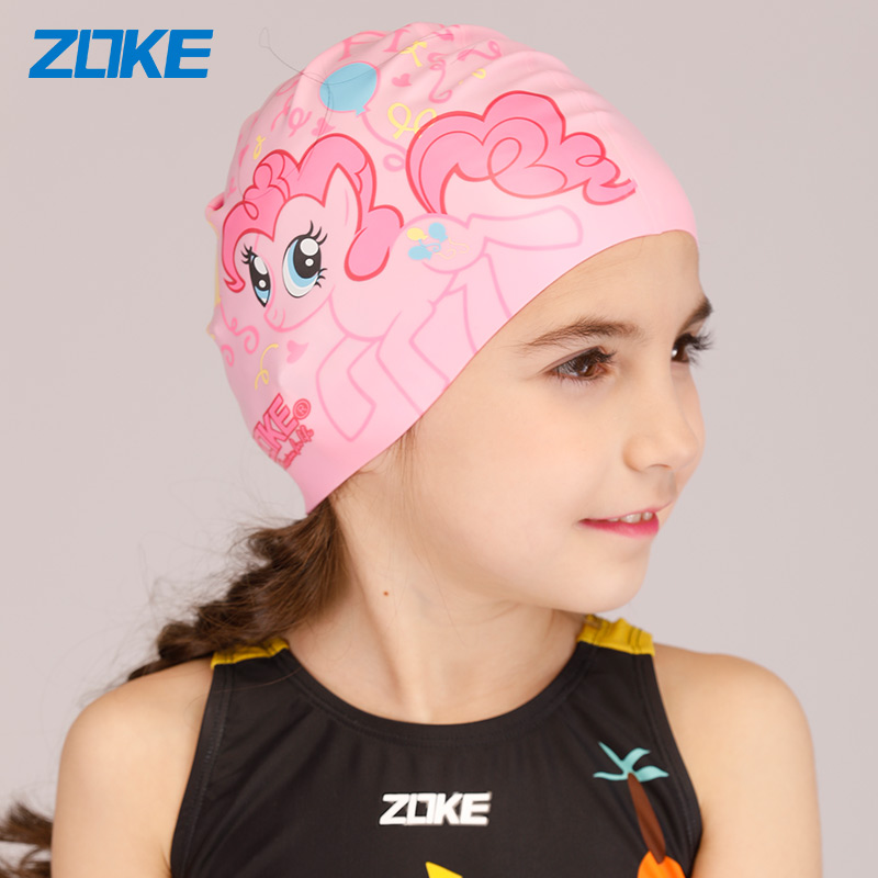 ZOKE Chau uk bathing cap woman long hair stylish cute swimming cap silicone children professional waterproof ear boy swimming cap