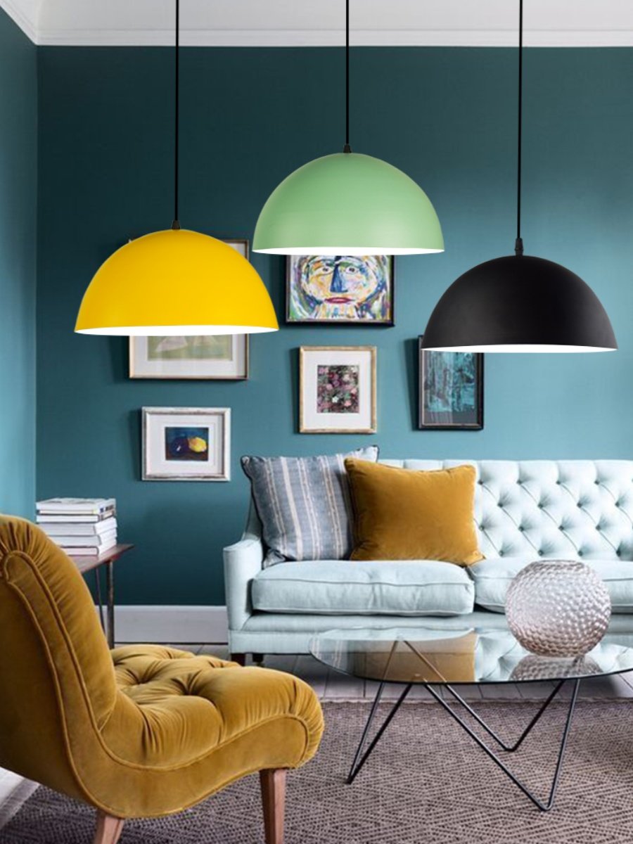 Chandelier Lampshade Restaurant Chandelier Modern Minimalist Nordic Macaron Office Industrial Style Round Pot Lid Barber Shop