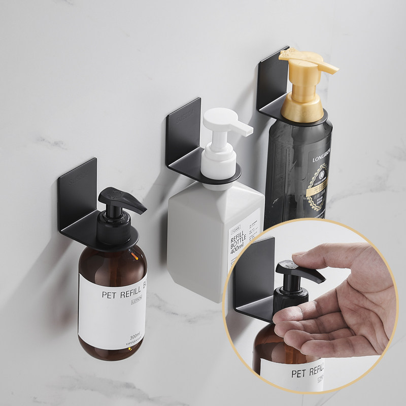 Free Punching 304 stainless steel black Bathroom Shampoo body lotion Bath Dew Bottle Shelf HAND WASH LIQUID wall-mounted