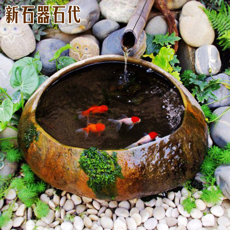 Fish tank stone cobblestone original stone stone carving stone Antique balcony Outdoor running water courtyard Natural stone ornaments custom