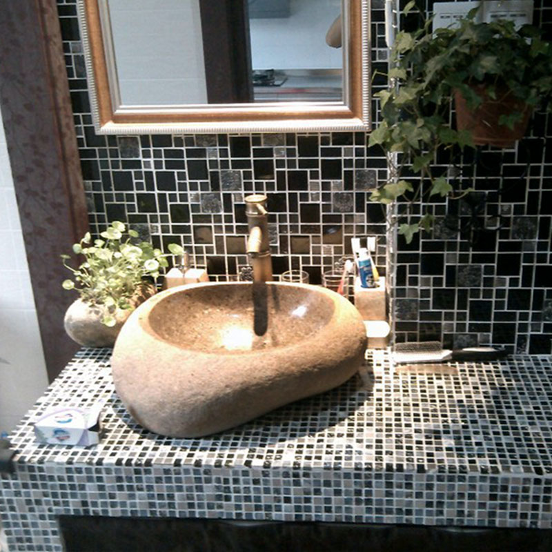 Cobblestone table basin Powder room wash basin Vintage European artist with balcony basin Stone wash basin