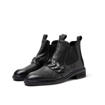 Clear Cabin 228 Autumn Winter Genuine Leather Fold Paper Thick bottom Martin boots Womens retro Inn Wind Chelsea Short boot