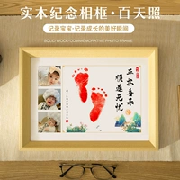 Фоторамка из натурального дерева, памятные детские отпечатки рук и ног, отпечаток рук, сувенир