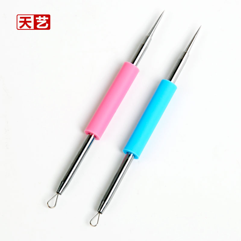 Tianyi Silica Gel Stainless Steel Powder Lancet Dark Sore Black Head Circle Needle to Grease Grain Beauty Tool Double head Acne Acne