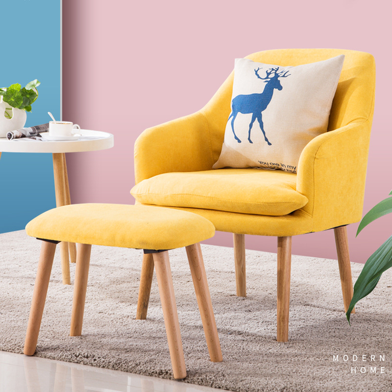 Nordic Buyi Lazy Sofa Office Living Room Single Sofa chair for small family Type small tea table Leisure chair Balcony Table and chairs