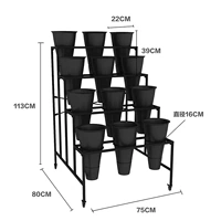 3*4 черная стойка с 12 черными бочками