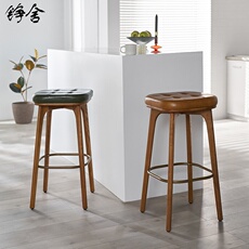 Барный стул 北欧轻奢意式吧椅吧凳实木简约现代靠背家用美式复古高脚凳吧台椅