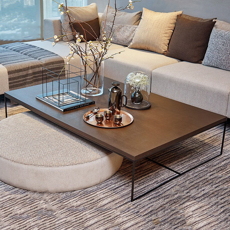 Modern minimalist solid wood tea table Chinese living room set up with creative small dwarf table Nordic rectangular iron art tea table