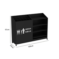 Модель черного цвета, большого размера 100 см, вмещает 21 длинный зонт и 45 коротких зонтов.