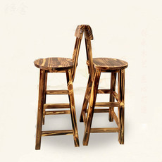 Барный стул 碳化实木吧台凳靠背高脚凳酒吧凳家用吧台椅前台椅靠背餐椅高脚椅