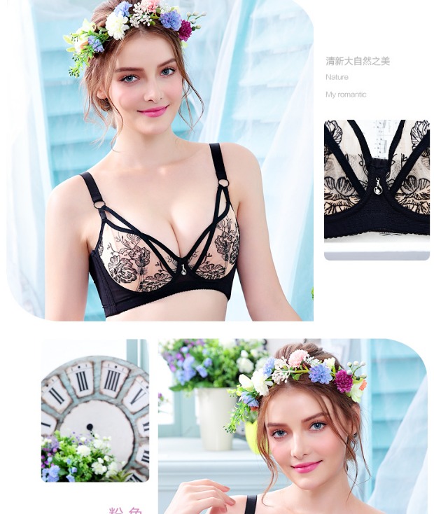 Áo ngực siêu mỏng trong suốt gợi cảm thu thập đồ lót mùa hè nữ cỡ lớn chất béo mm áo ngực mỏng chống rủ áo lót có đệm