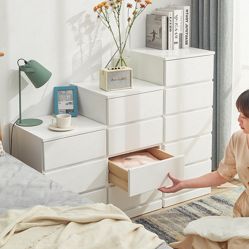 Solid wood chest of drawers bedroom modern minimalist wall drawer storage cabinet home living room with lock overall cabinet storage cabinet