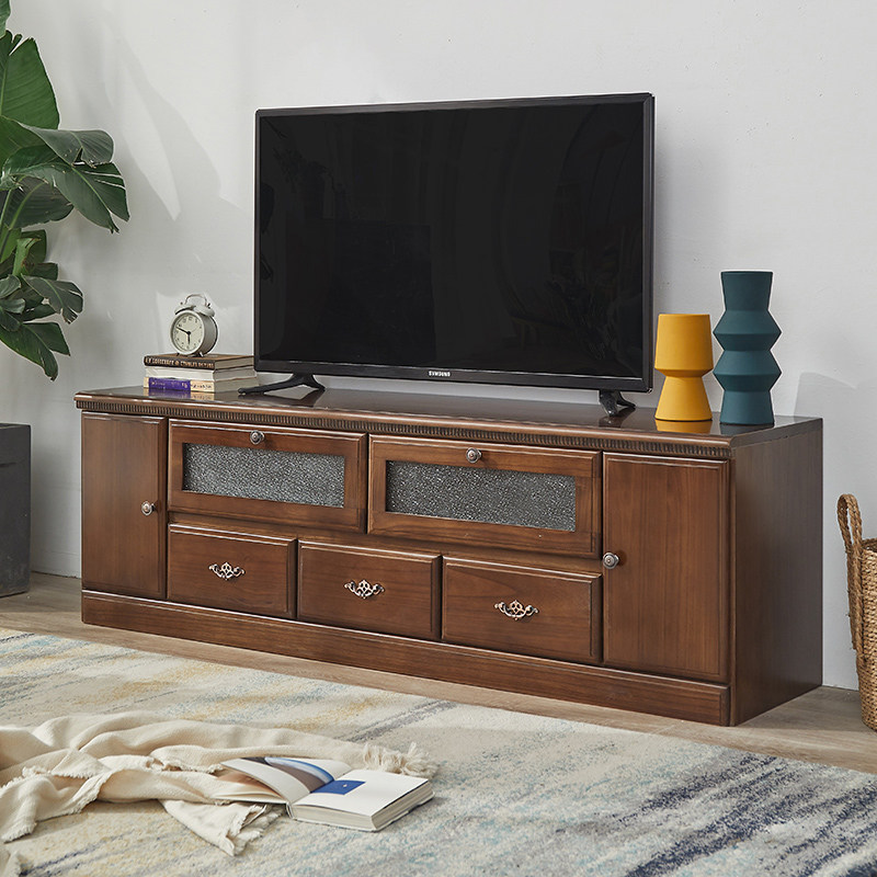 Solid wood TV cabinet coffee table combination modern minimalist tea table small apartment wall cabinet living room TV cabinet all solid wood