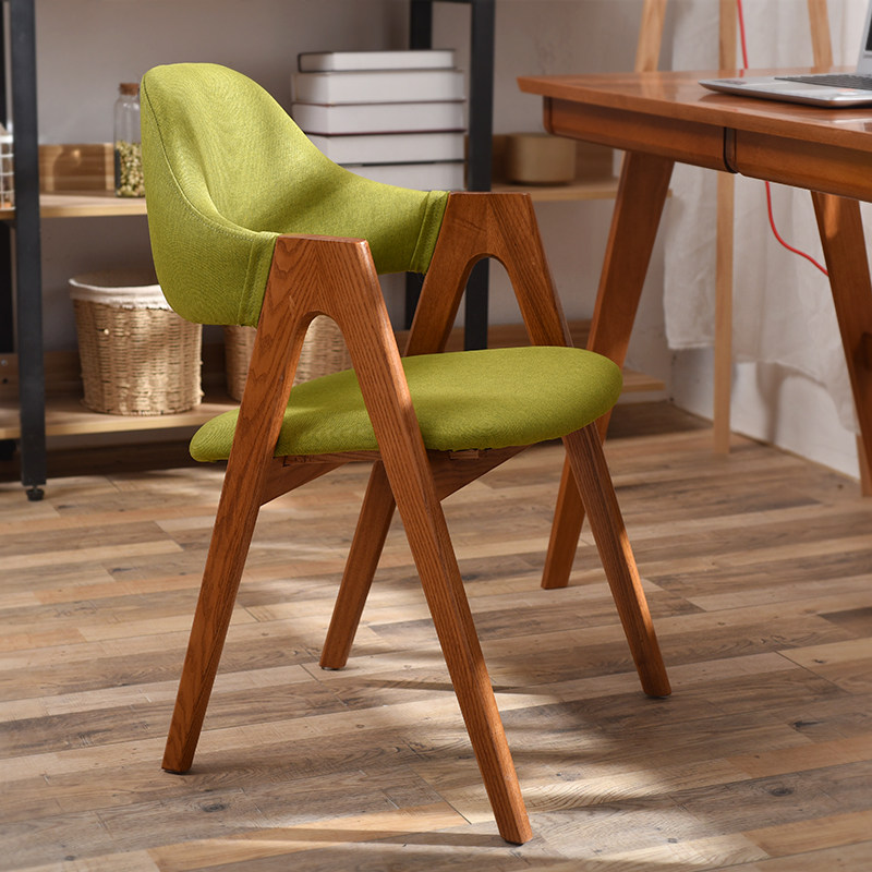 Dining chair living room dining table chair solid wood special backrest chair home study table chair Nordic log net red chair