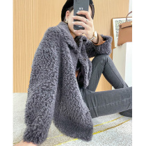 2021 autumn winter new sheep cut suede coat lady grain suede short fur integrated lamb fur straw jacket woman