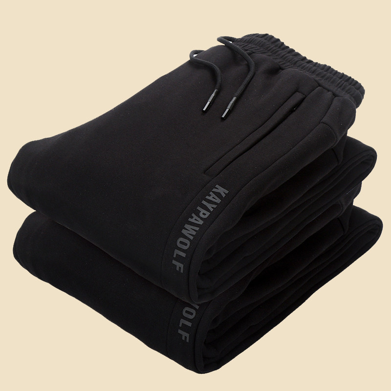 Thickened Athletic Pants Men Plus Suede Long Pants Loose Casual Pants Knit Straight Drum Pants Teen Winter Necrotpants Pants