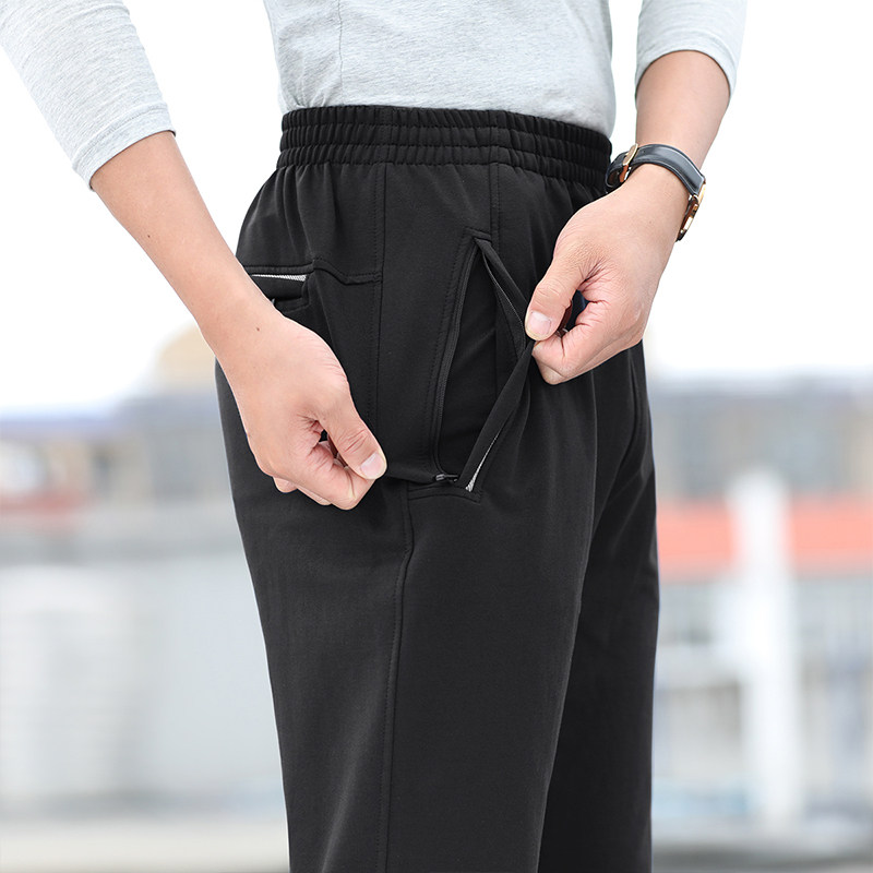 Spring Fall New Men Casual Pants Men's Middle-aged Speed Dry Dad Casual Long Pants Big Size Loose Motion Thin