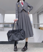 Orthodox JK uniform medium gray long milk skirt small suit short west full dress strap removable pre -