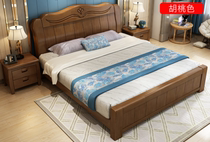 Chinese simple solid wood double bed High box storage drawer bed 1 5 1 8 meters big bed Bedroom furniture wedding bed