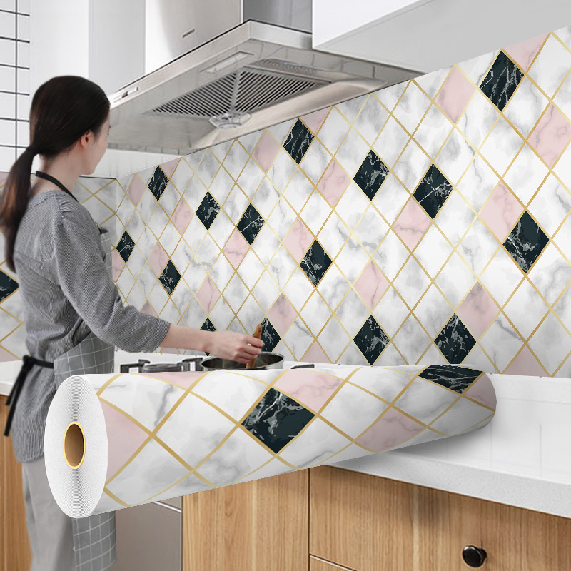 Kitchen table surface waterproof anti-oil sticker self-adhesive marble hearth table high temperature resistant furniture tabletop anti-crash strip film