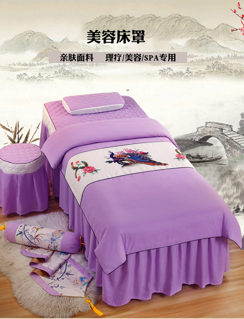 自 淘 美容 bốn bộ thẩm mỹ viện massage massage đẩy giường đặc biệt để có một tấm chăn SPA bốn mảnh đơn giản - Trang bị tấm drap giường spa