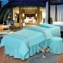 Cạnh giường Taolan màu xanh làm đẹp bao gồm bốn bộ giường vật lý trị liệu mát xa cơ thể với đầu hình thang tròn ga trải giường spa đẹp