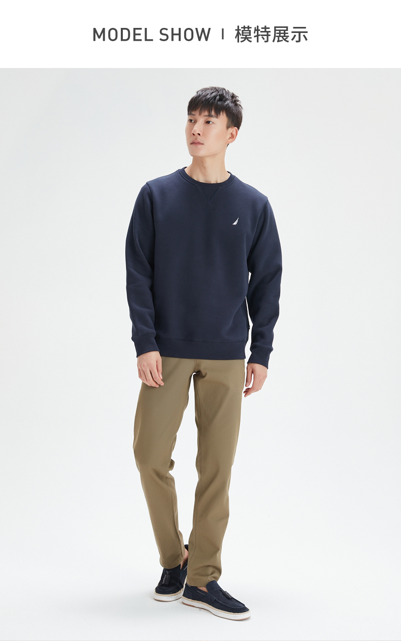 美国 NAUTICA 诺帝卡 男士秋冬加绒圆领休闲卫衣 图3