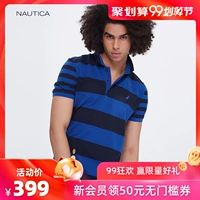 NAUTICA Áo thun nam Bắc Âu Áo thun nam mùa hè Casual Lapel Đan ngắn tay Nam NA002686 - Polo áo kẻ nam