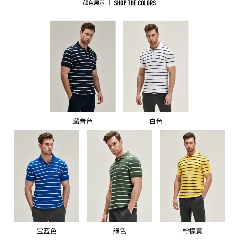 美国 NAUTICA 诺帝卡 男士条纹休闲Polo衫 图3