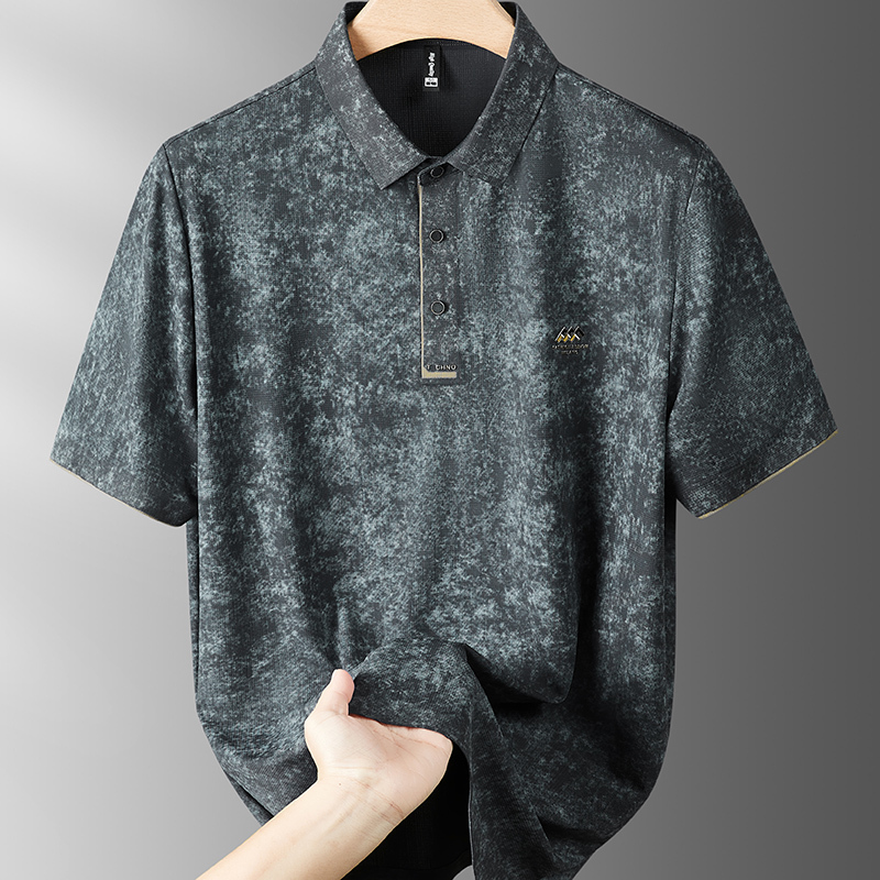 Plus Size Men's Ice Silk Short-Sleeved Polo Shirt with a Turn-Down Collar, Summer Loose Fit, Tie-Dye Thin Half-Sleeve T-Shirt for Big and Tall Men Plus Size Men's Ice Silk Short-Sleeved Polo Shirt with a Turn-Down Collar, Summer Loose Fit, Tie-Dye Thin Half-Sleeve T-Shirt for Big and Tall Men