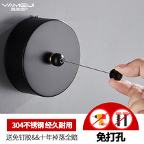 Free hole 304 stainless steel clothesline clothesline wire rope Bathroom balcony retractable clothesline 5 meters