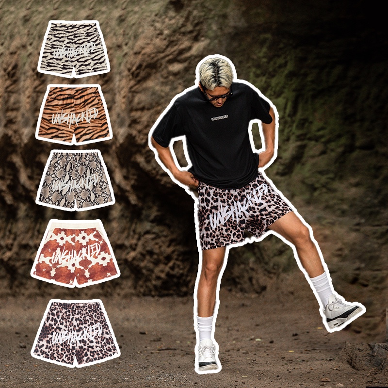 Unshackled Animal Series Quick-Drying Basketball Shorts Cow Leopard Print Original Design Trendy Summer Loose Fit