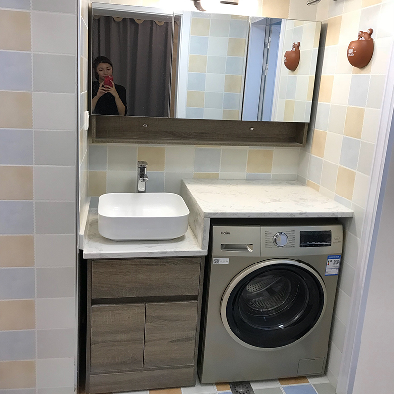 Balcony washing machine cabinet combination basin wash handwash face one basin cabinet custom mate bathroom cabinet