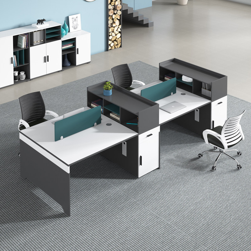 Staff office desk and chair combination simple modern office furniture computer desk double four staff screen card position