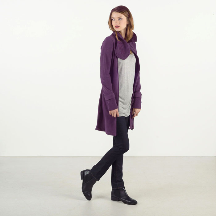 Outdoor leisure windproof rocking grain suede jacket with warm funnel collar casual mid-length cardiovert jacket female autumn and winter