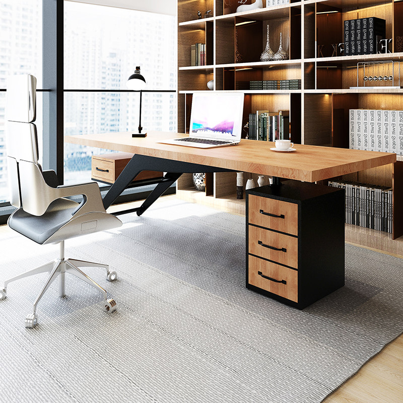 loft solid wood owner table desk creative desk office single supervisor manager table computer desk with drawer