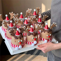 Célébrité dInternet décoration de gâteau de cuisson de noël mini chapeau de boule de laine rouge et blanc fini laine petit chapeau élan plug-in