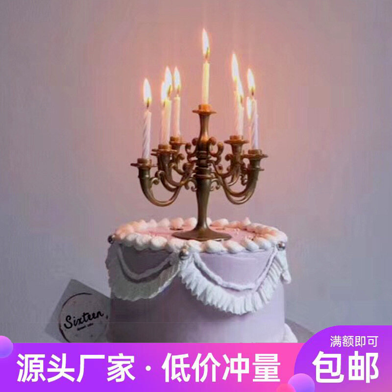 Baking cake decoration in retro wind candlestick birthday cake decoration sweet tables European dress