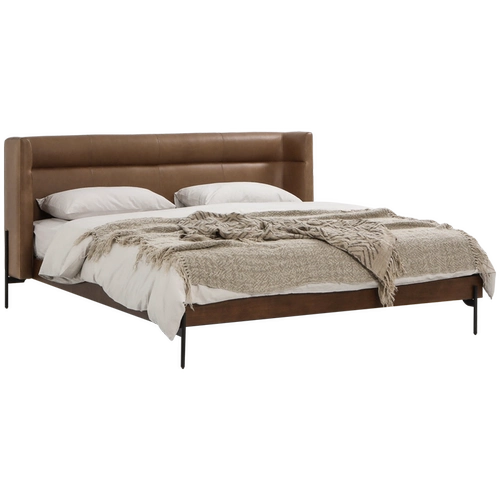 Северное выражение Norhor/Relyy кожаная спина, спина сплошной кровать с твердым деревом/итальянским стилем среднего стиля Caramel Color McM