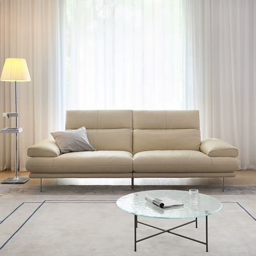 Скандинавское выражение, стиль средневековья, первый слой, коровья кожа, регулируемая высокая спинка, надежная голова, полный кожаный диван карамельного цвета