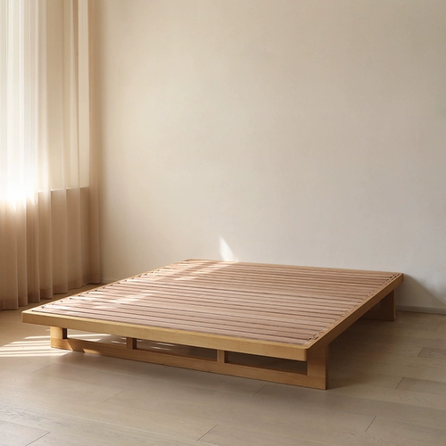 Скандинавское выражение NORHOR/Двуспальная кровать Suju из цельного дерева без прикроватной тумбочки/каркас кровати татами в японском стиле ретро