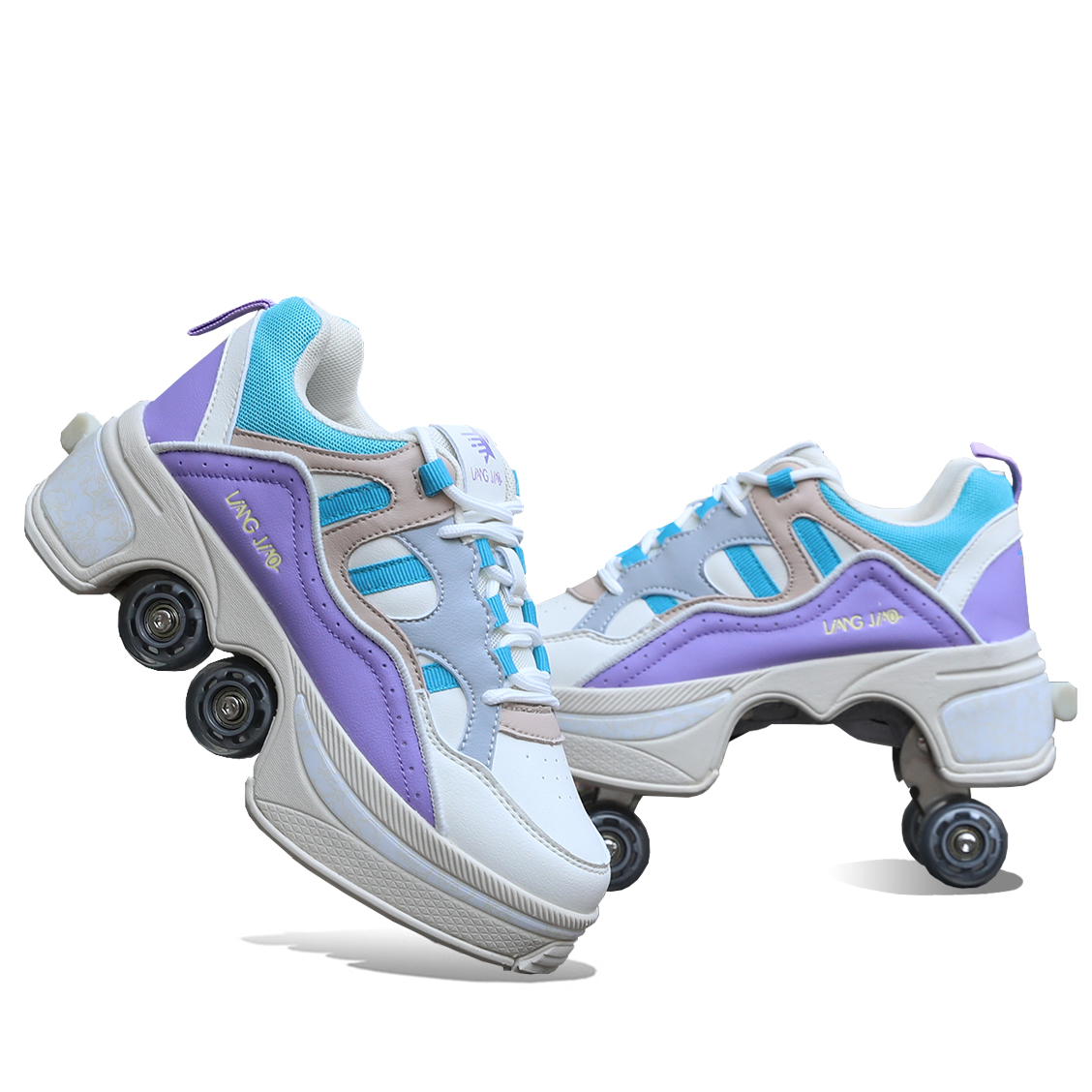 Women's deformed shoes new four-wheel blast shoes roller skates invisible heely shoes student pulley shoes with roller shoes