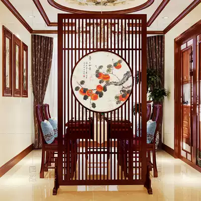 Screen partition New Chinese living room modern minimalist partition wall store entrance camphor pine walnut solid wood seat screen