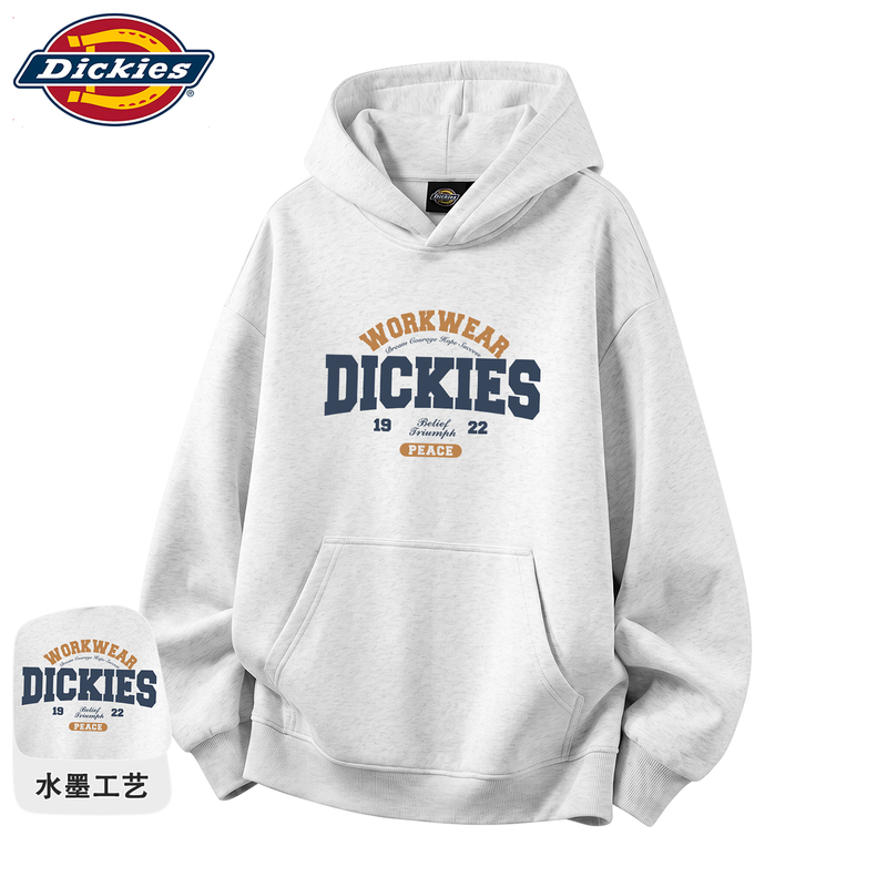 Dickies Official Authentic American-Style Hooded Sweatshirt for Men and Women, Trendy Brand Print, Loose and Versatile Couple's Top