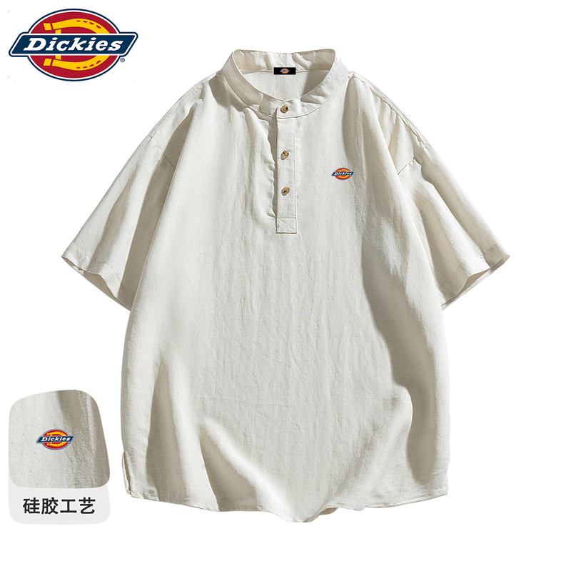 Dickies American Retro Old Money Style Brand Logo Casual Loose Lyocell Linen Short-Sleeve T-Shirt Shirt for Women Dickies American Retro Old Money Style Brand Logo Casual Loose Lyocell Linen Short-Sleeve T-Shirt Shirt for Women
